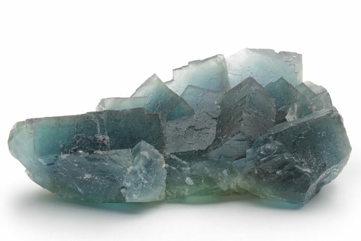 Cubic, Blue-Green Fluorite Crystal Cluster with Phantoms - China #217441